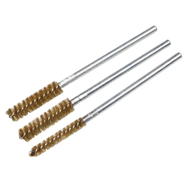 Copper wire pipe brush internal hole burr polishing cleaning brush, round handle copper wire brush, encrypted grinding round head rust